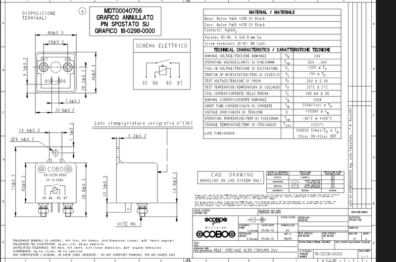 Relay 24V-100A P/n 18.0228.000.02, Italy