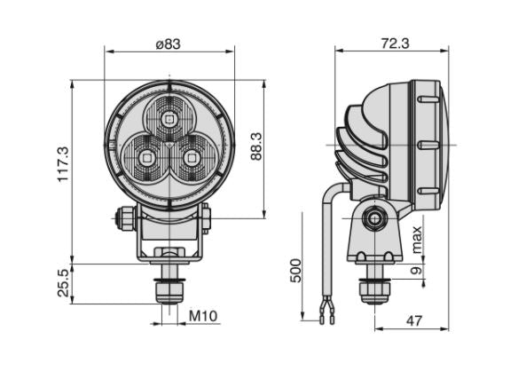 LED WORKLAMP 10/30V MARK2 SERIES - 80MM/2000LM  - COBO USA
