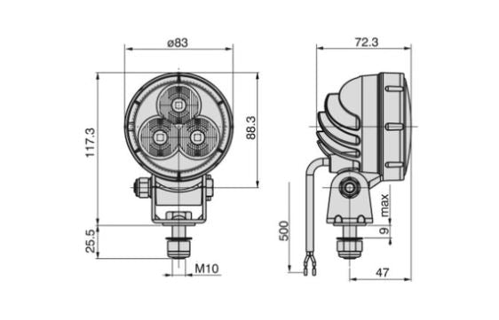 COBO - 10/30V WORK LAMP D80 LED MARK 2 -FLOOD - 1056746
